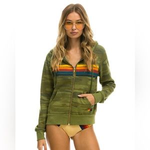 Aviator Nation 5 Stripe Hoodie Camo Like New Medium
